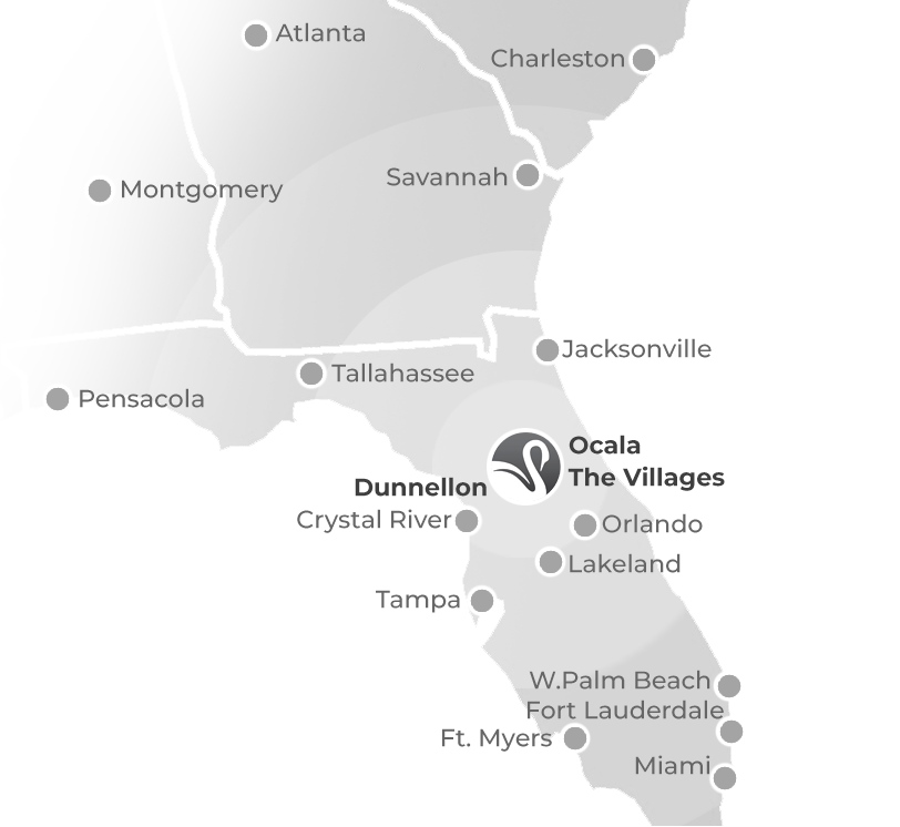 map of the southeastern united states with our location marked.